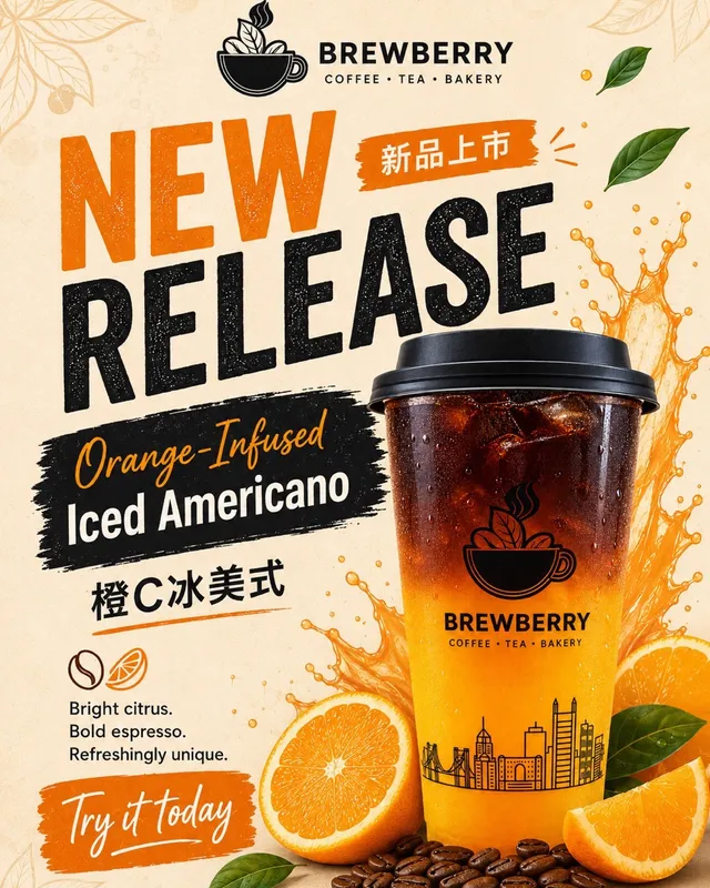 Brewberry Pittsburgh's Orange-Infused Iced Americano